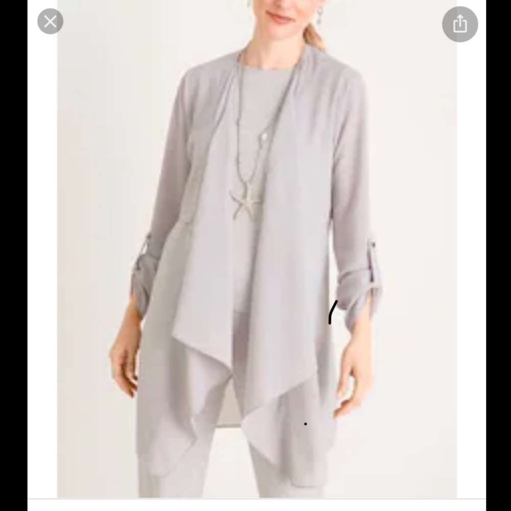 Chicos  cascade front open sheer cardigan